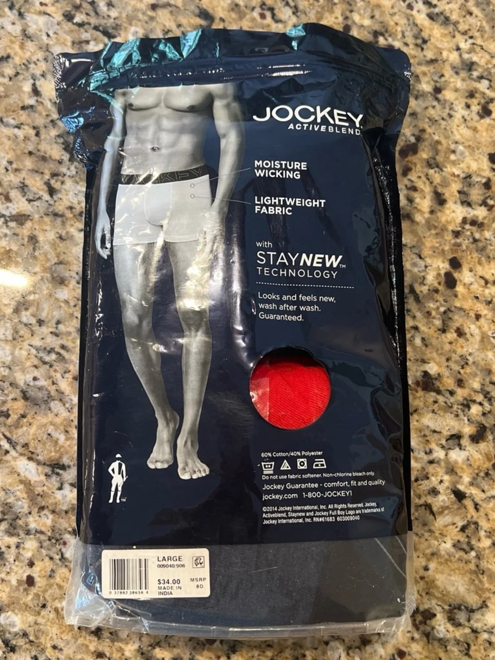 Jockey Men’s Boxer Briefs 4-Pack – Black, Gray, White/Grey Strip, Red size L